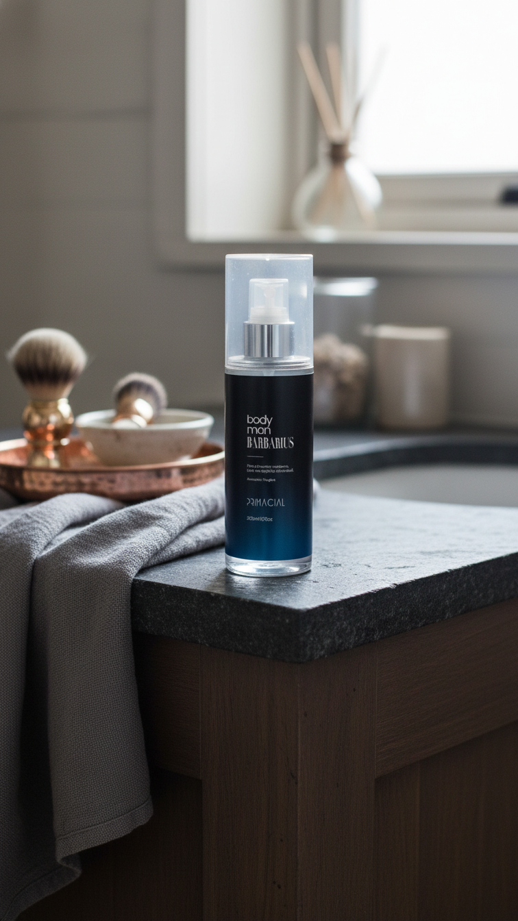 Body Man Barbarius Primacial – frasco azul escuro